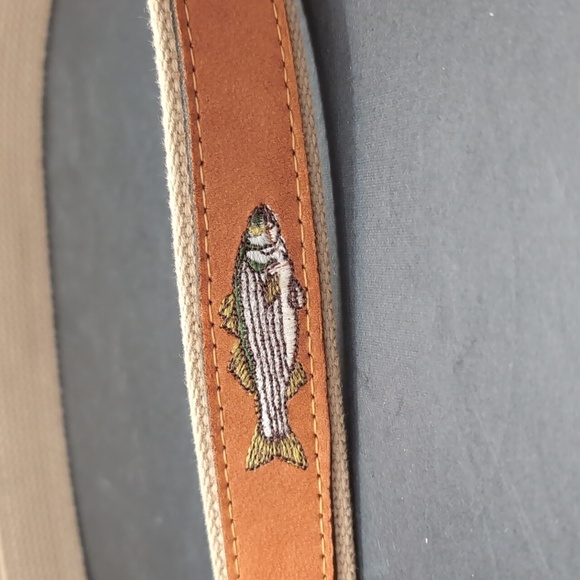 Zep-Pro ,Men's Tan/ Brown Leather/Woven Belt with Fish Details,Size 42. - Picture 4 of 10
